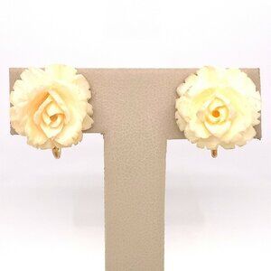 Estate‎ Winward 1/20th 12K Gold Fill & Resin ¾" Screw Flower Rose Earrings 52